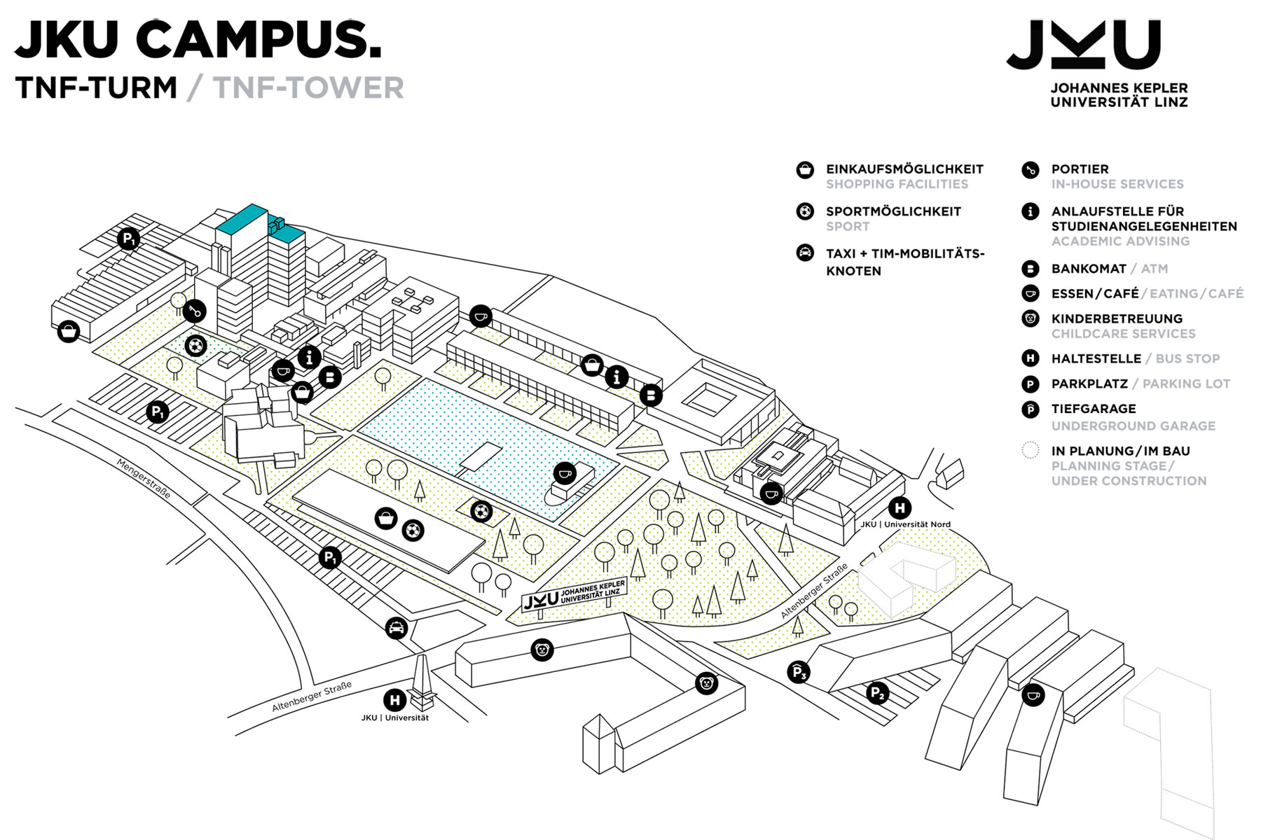 Lageplan JKU Open Lab im Erdgeschoss TNF-Turm